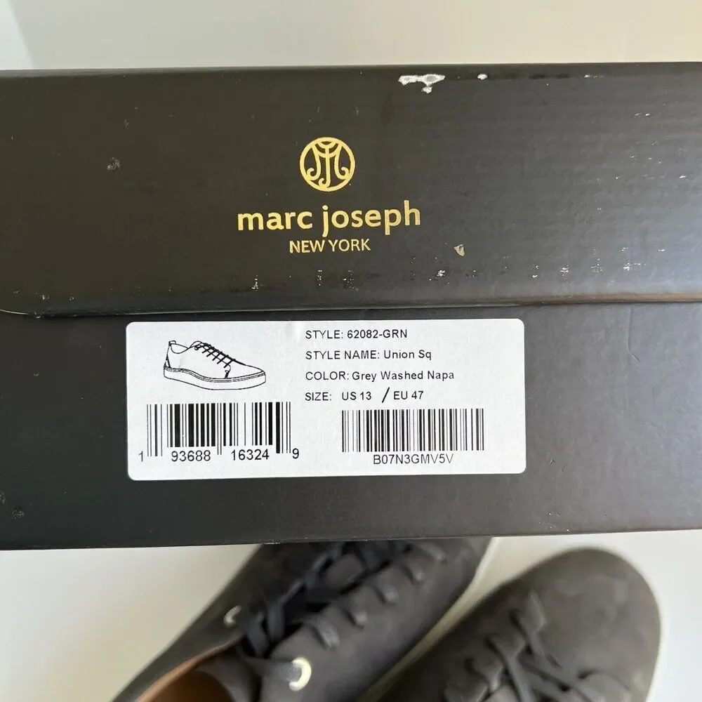 Marc Joseph Mens Union Sq Grey Washed Nappa Fashion Sneaker Size 13